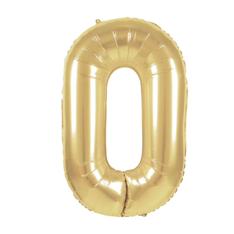 Guld Mylar Ballon Nummer 0 36cm - mylar ballon til engrospris