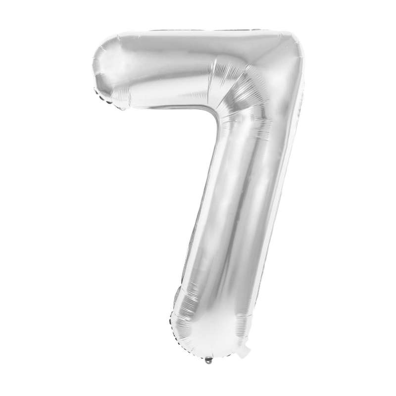 Sølv Mylar Tal 7 36CM - mylar ballon til engrospris