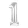 MYLAR BALL FIGURE 1 SILVER 36CM - mylar balloon at wholesale prices