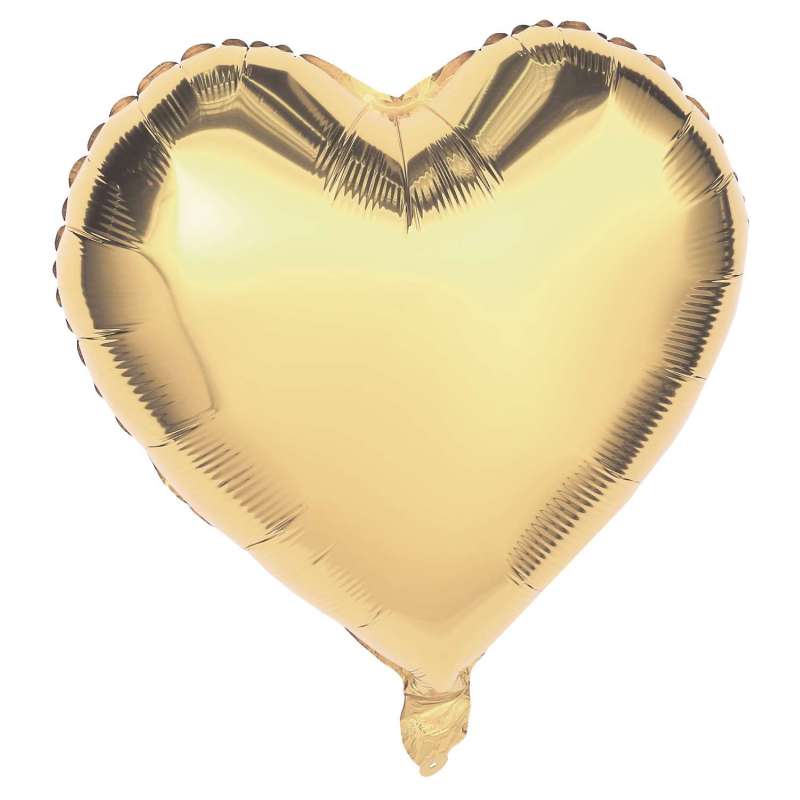 Guld Mylar Hjerteballon 45 x 45 cm - mylar ballon til engrospris