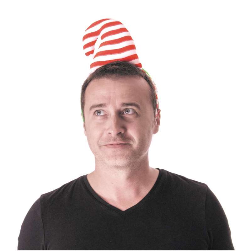 Rode gestreepte hoofdband met muts - haarband tegen groothandelsprijzen