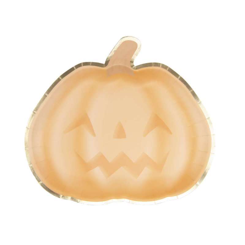 Pratos Abóbora Halloween Pastel 23cm x 8 - decoração de Halloween a preço grossista