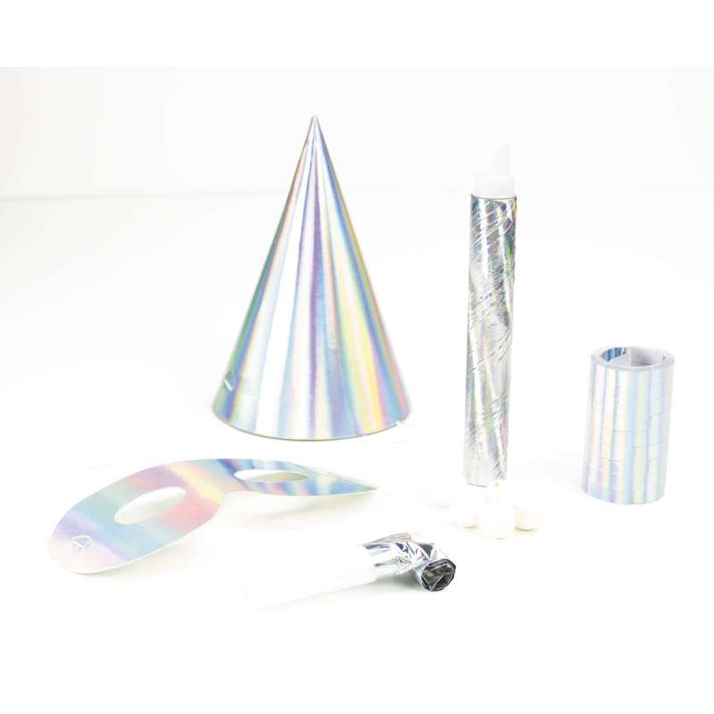 Cofre de Fiesta Iridiscente para 10 Personas - cotillón a precios de mayorista