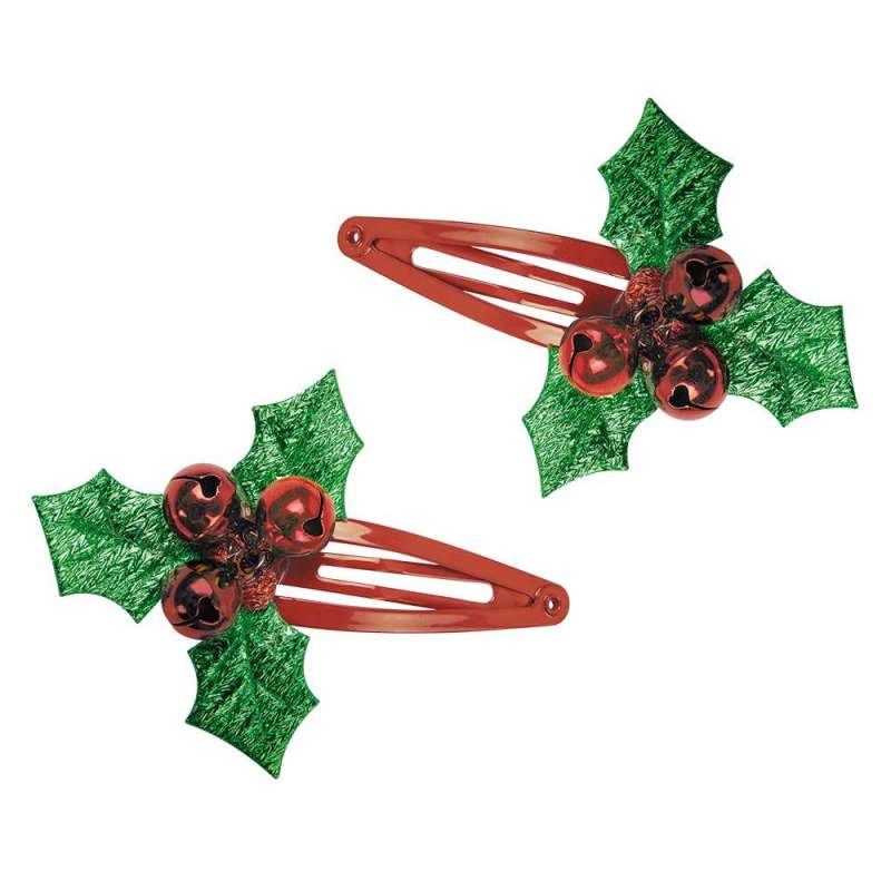 Rode Holly Haarspeldjes Set van 2 (7x5cm) - Kerstaccessoire tegen groothandelsprijzen