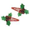 Rode Holly Haarspeldjes Set van 2 (7x5cm) - Kerstaccessoire tegen groothandelsprijzen