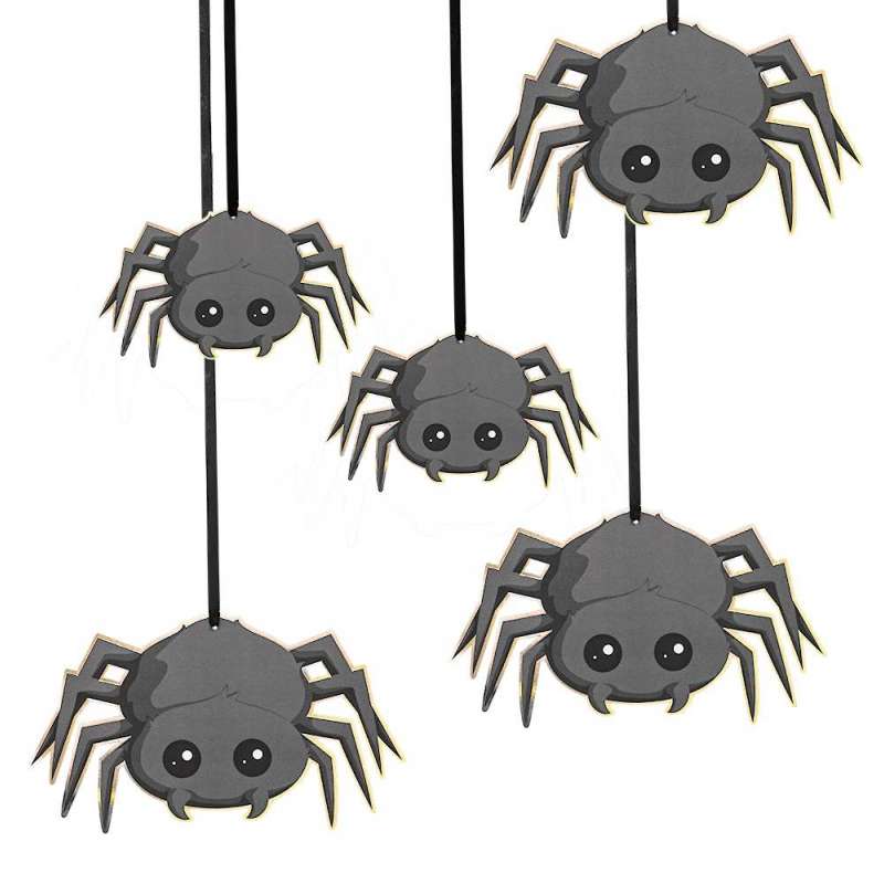 SWEETY HALLOWEEN SPIDER HANGERS X 5 - Halloween decoration at wholesale prices