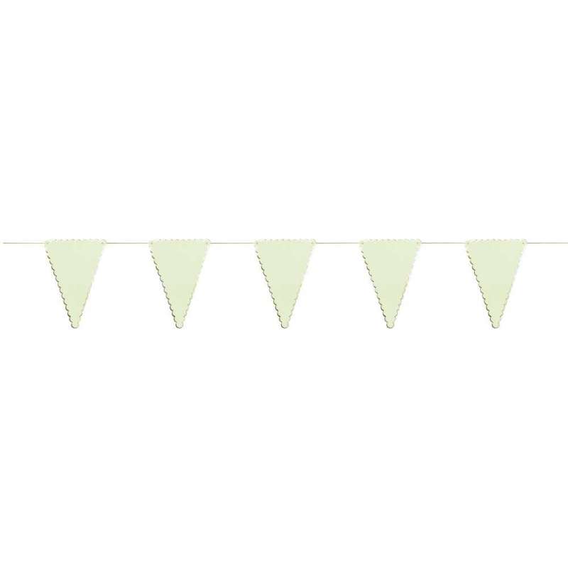 PASTEL GREEN AND GOLD SCALLOPED PENNANT GARLAND - garland at wholesale prices