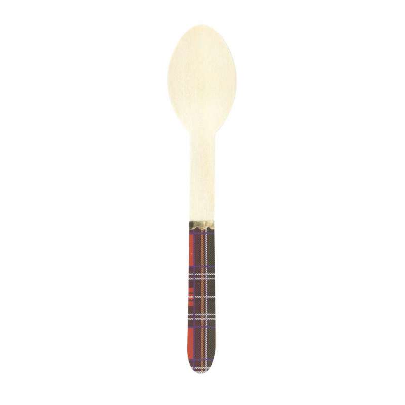 TARTAN WOODEN SPOONS X 8 - Wooden spoon at wholesale prices