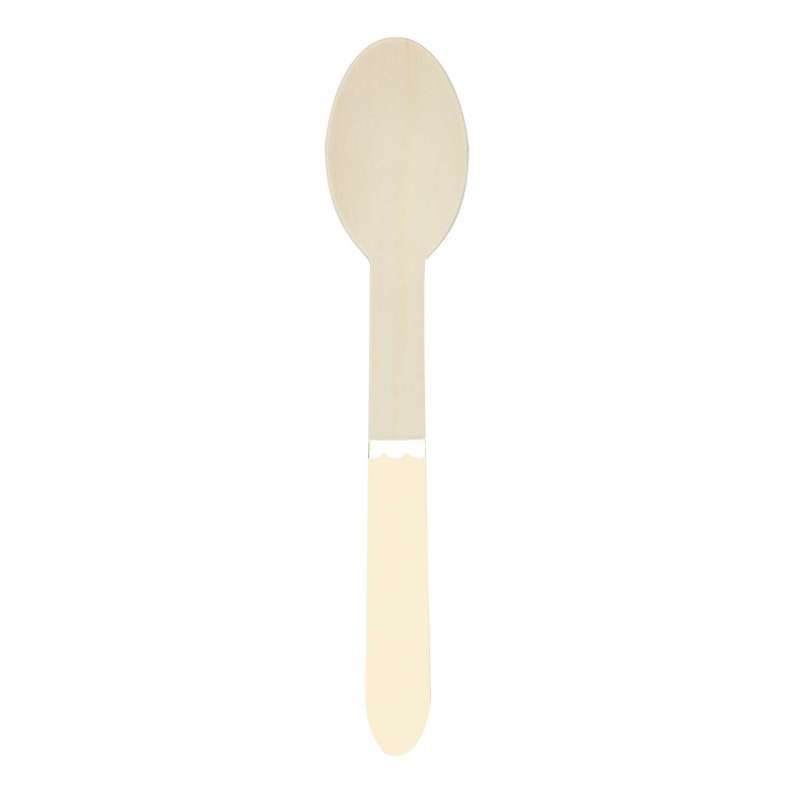 PASTEL YELLOW WOODEN SPOONS X 8 - Wooden spoon at wholesale prices