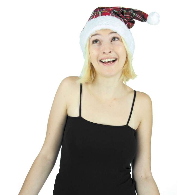 Gorro de Navidad Tartan Adulto 40cm - Accesorio de Navidad a precios de mayorista