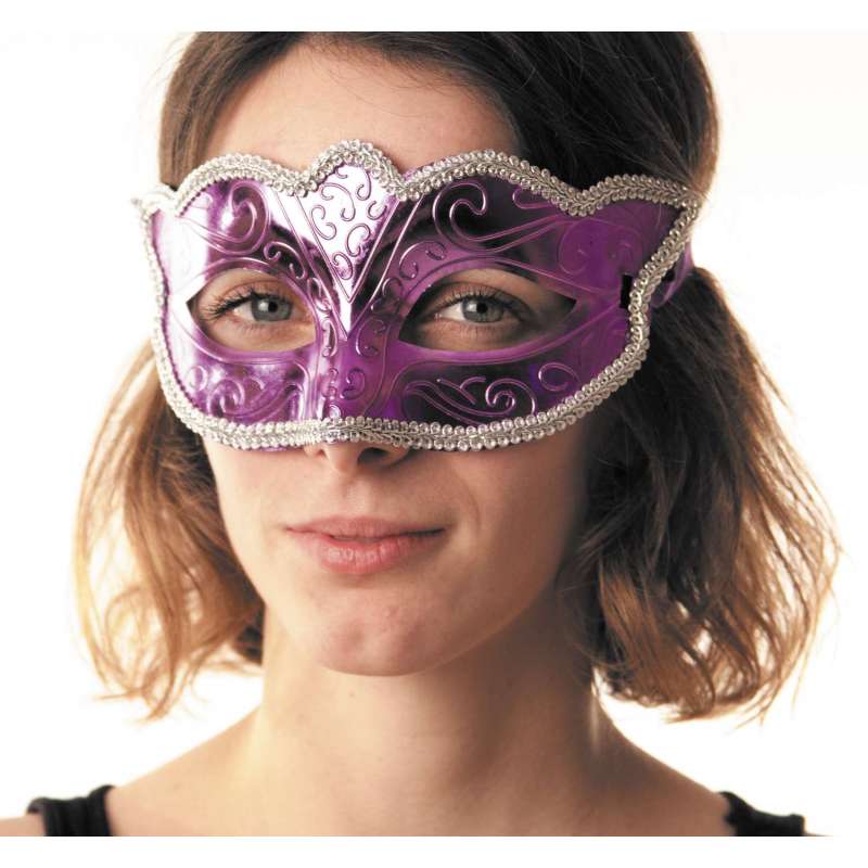 CARNIVAL MASK PURPLE METALLIC - mask at wholesale prices