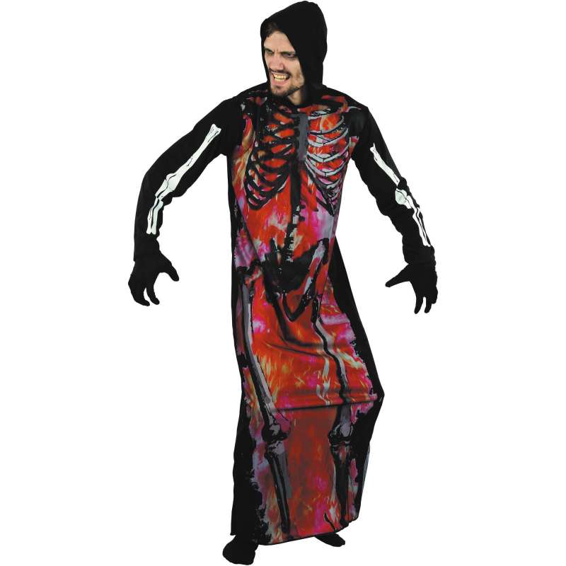 Skeletkostume med hætte i stor størrelse til engrospris - skelet til engrospris