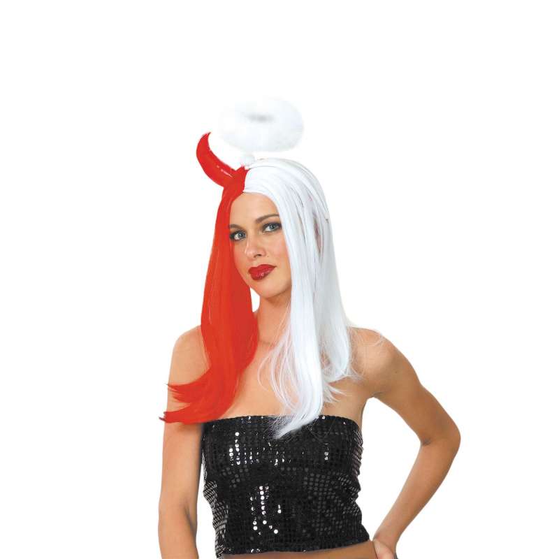 Peluca larga ángel y demonio - peluca a precios de mayorista