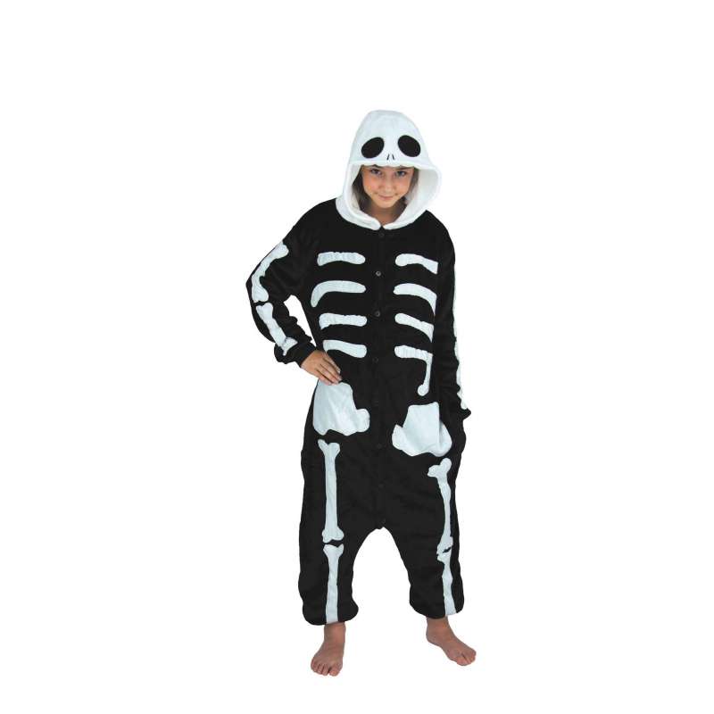 KIGURUMI SKELETON COSTUME CHILD T 11/14 YEARS - skeleton at wholesale prices