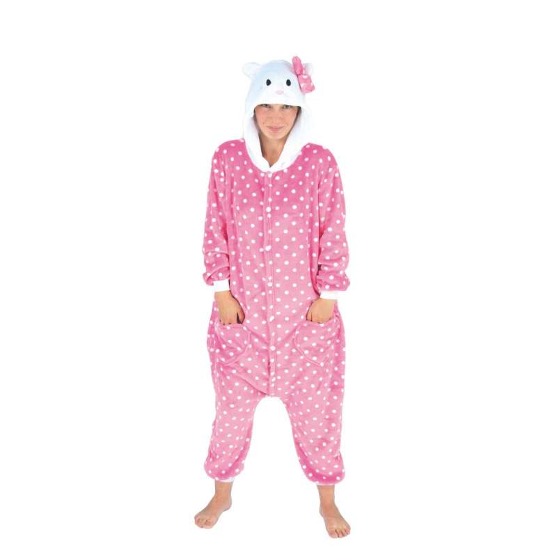 Roze Kigurumi Kat Volwassen met Zakken tegen groothandelsprijzen - Verkleedkostuum tegen groothandelsprijzen