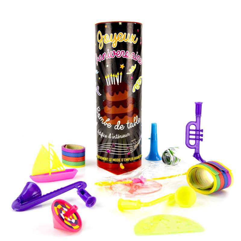 Tischbombe 22 cm mit Konfetti und Spielzeug - Konfetti zu Großhandelspreisen