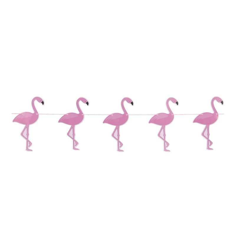 Guirlande Rosa Flamingo 3m em Papel 250g - guirlanda a preço grossista
