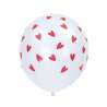 Globos blancos con corazones rojos 28cm x6 - globo de látex a precios de mayorista