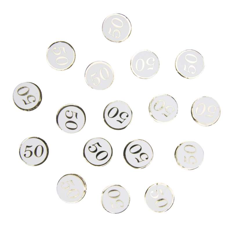 Gouden tafelconfetti 50 jaar, 1,5 cm - confetti tegen groothandelsprijzen