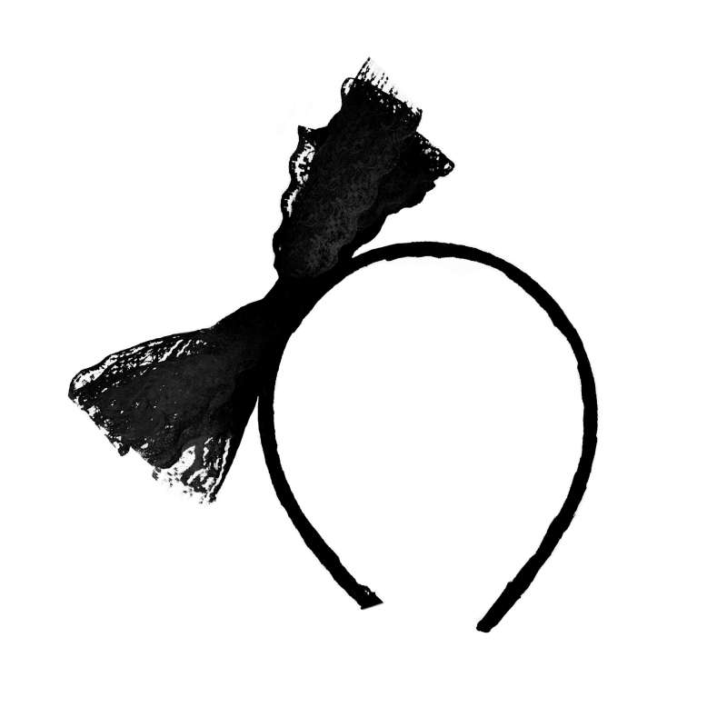 Turbante de Renda Preto com Nó - tiara a preço grossista