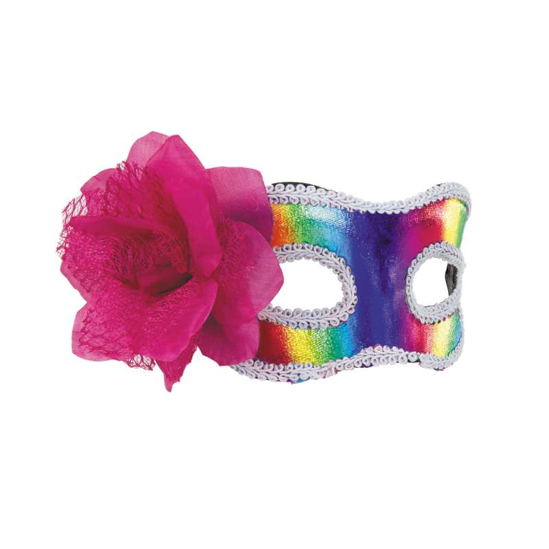 Mascarilla rosa con flor holográfica 20x8 cm - mascarilla a precios de mayorista