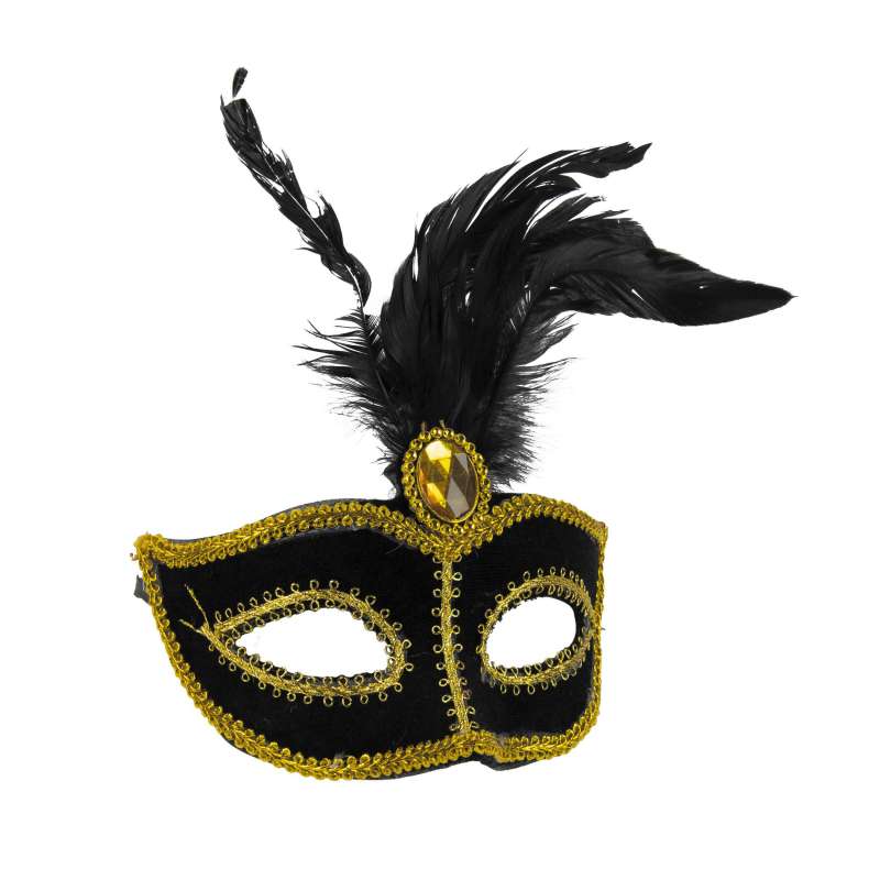 BLACK MASK WITH FEATHERS - mask at wholesale prices