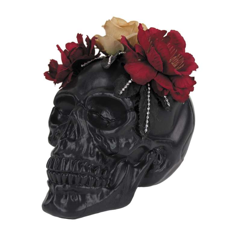BLACK SKELETON SKULL WITH FLOWERS - skeleton at wholesale prices