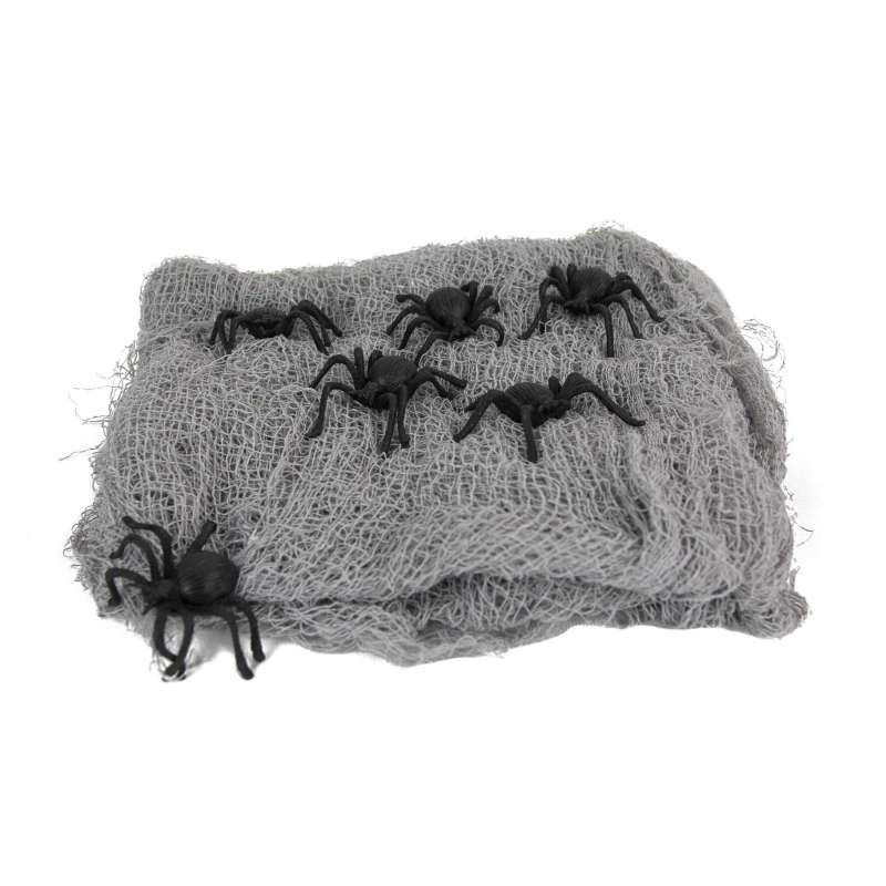 Grå bordløber med 6 edderkopper 300x75cm - løber til engrospris